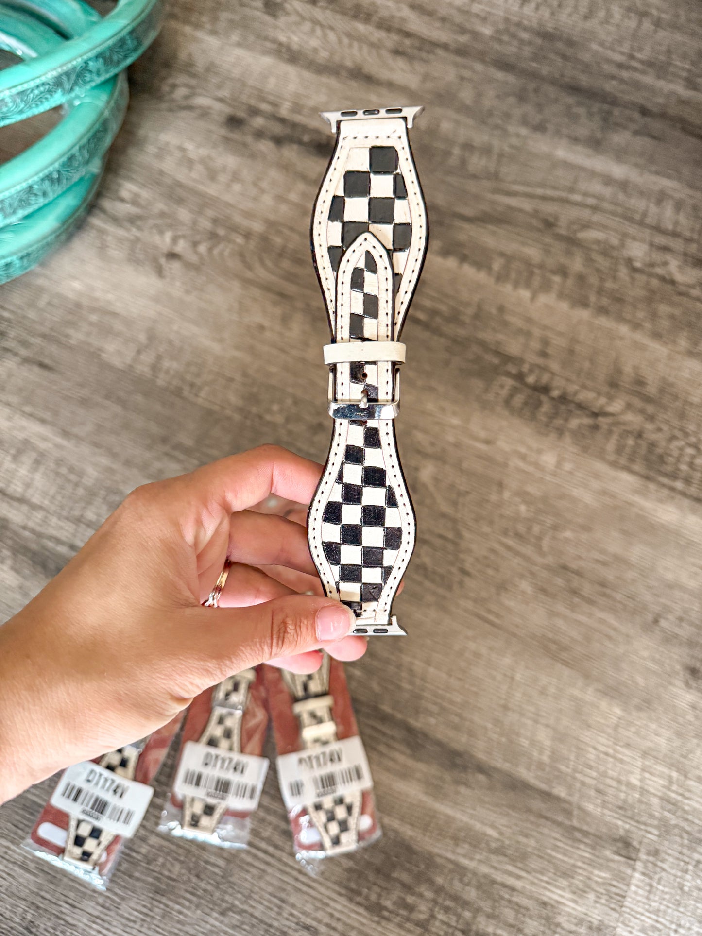 Checkered Leather Watchband