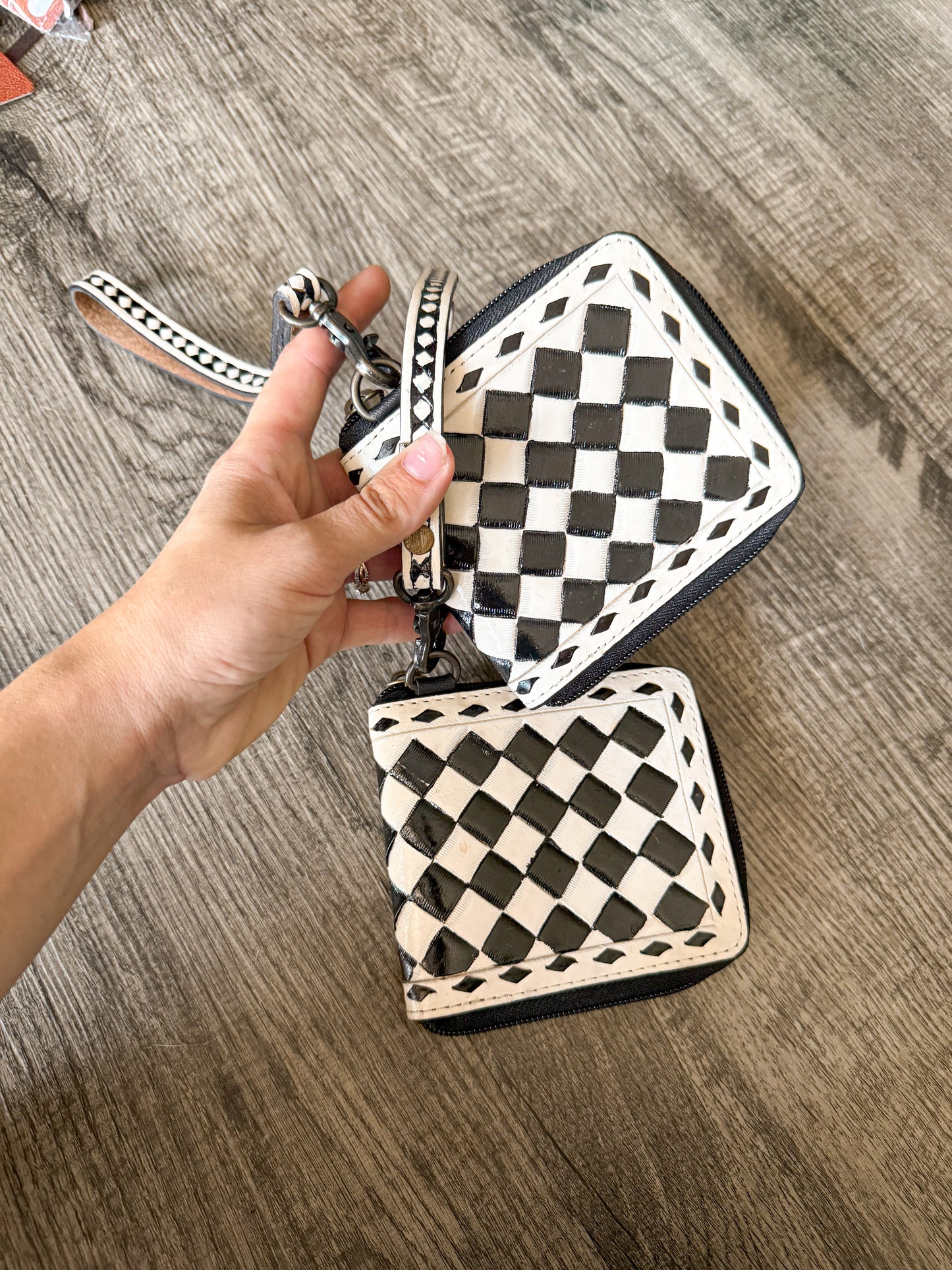 Checkered Wristlet Wallet