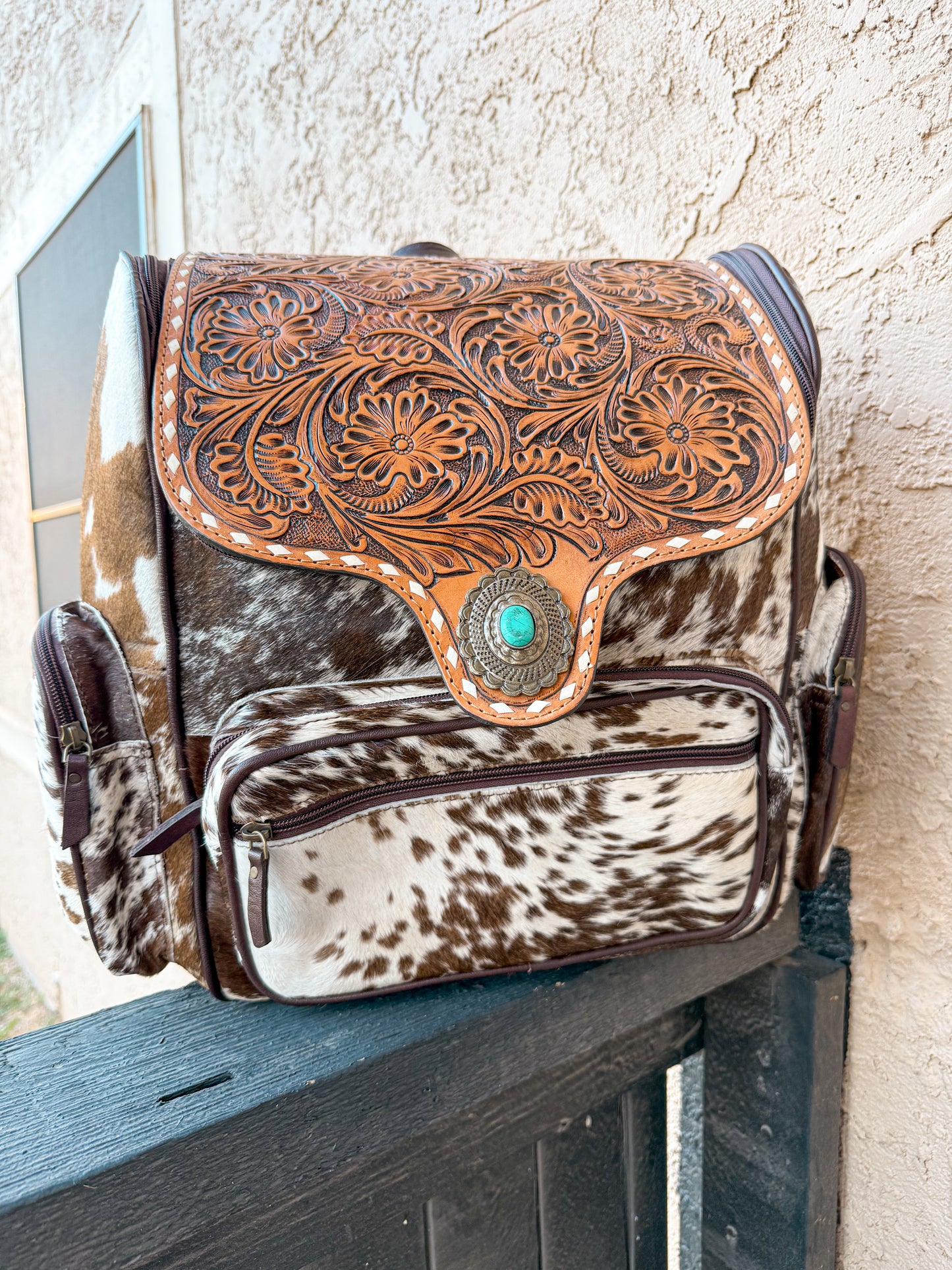 Concho x Tooled x Cowhide Backpack