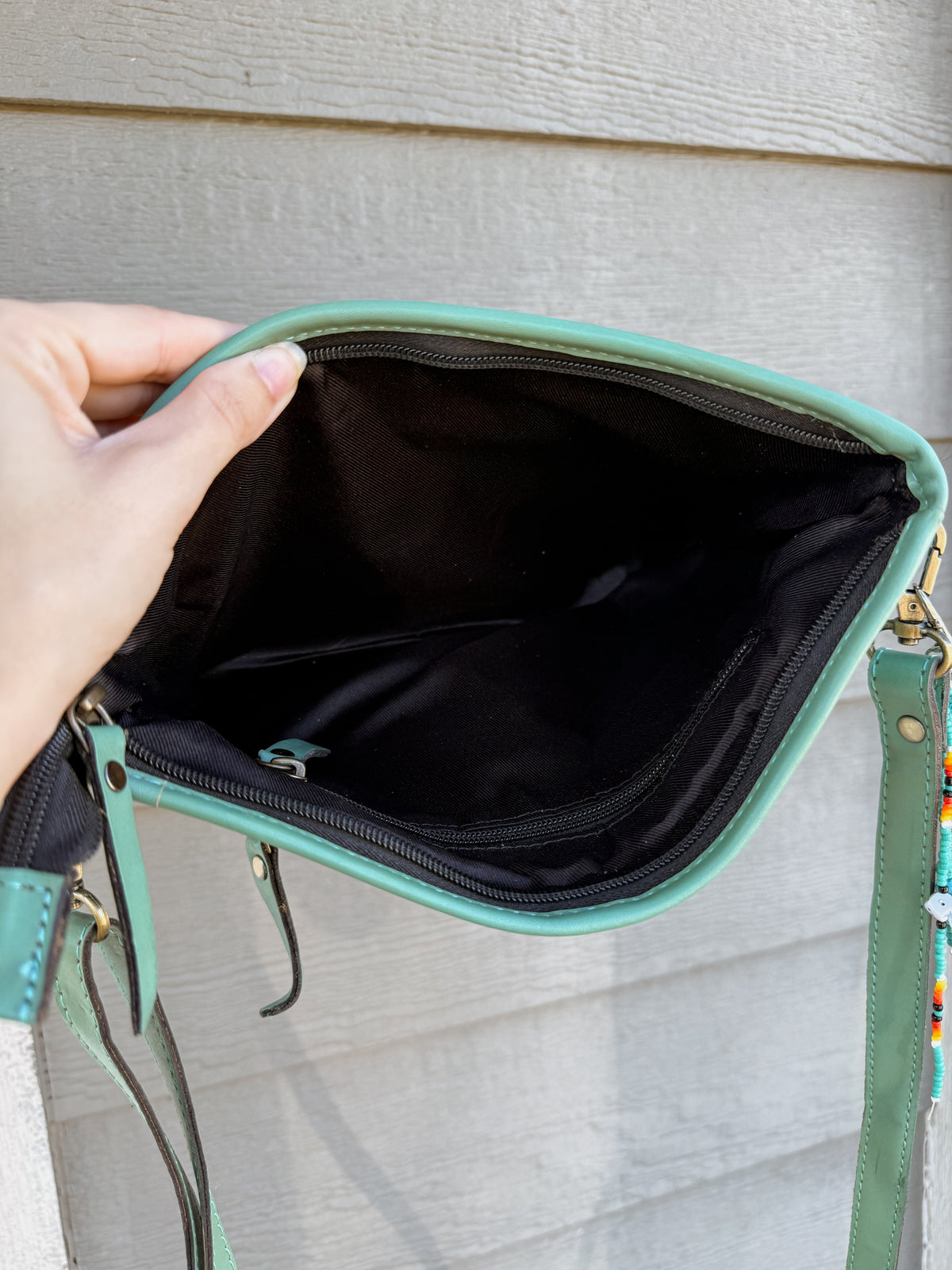 Turquoise Cowhide Crossbody