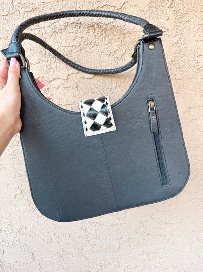 Checkered Cowhide Purse