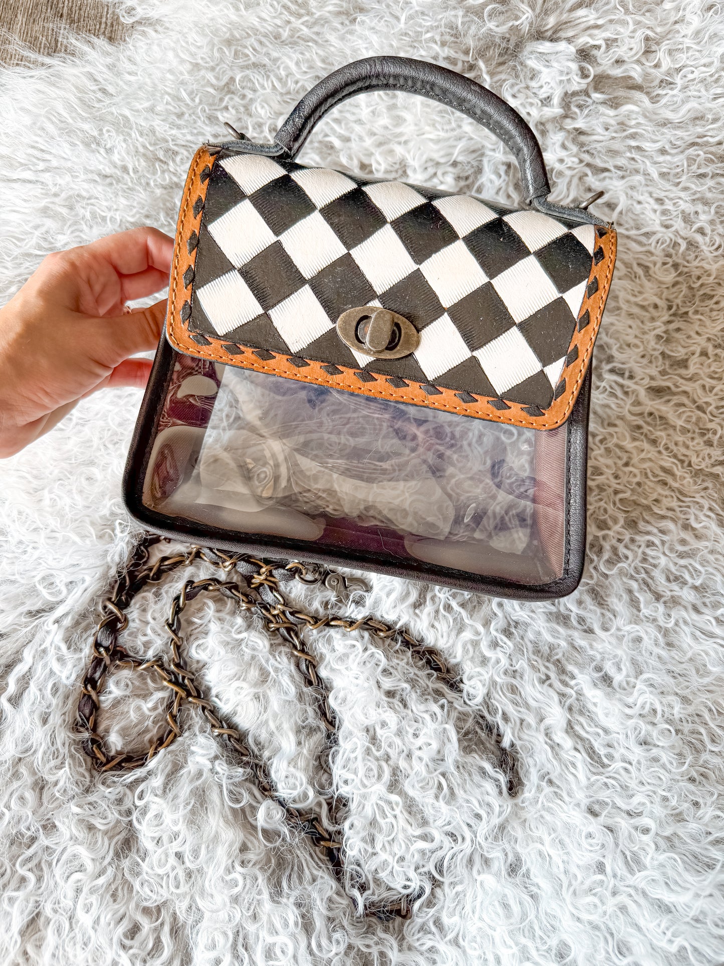 Checkered Clear Crossbody