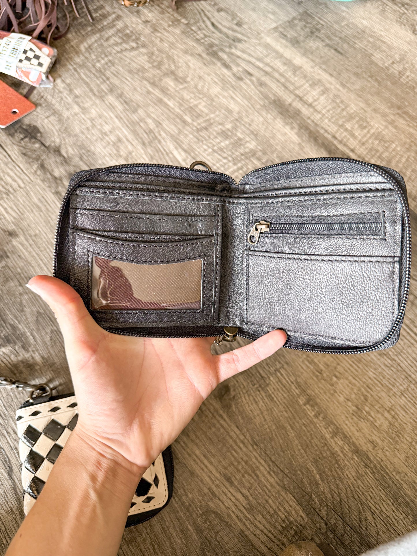 Checkered Wristlet Wallet