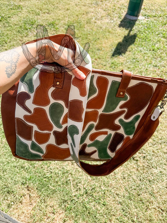 Camo Leather Tote