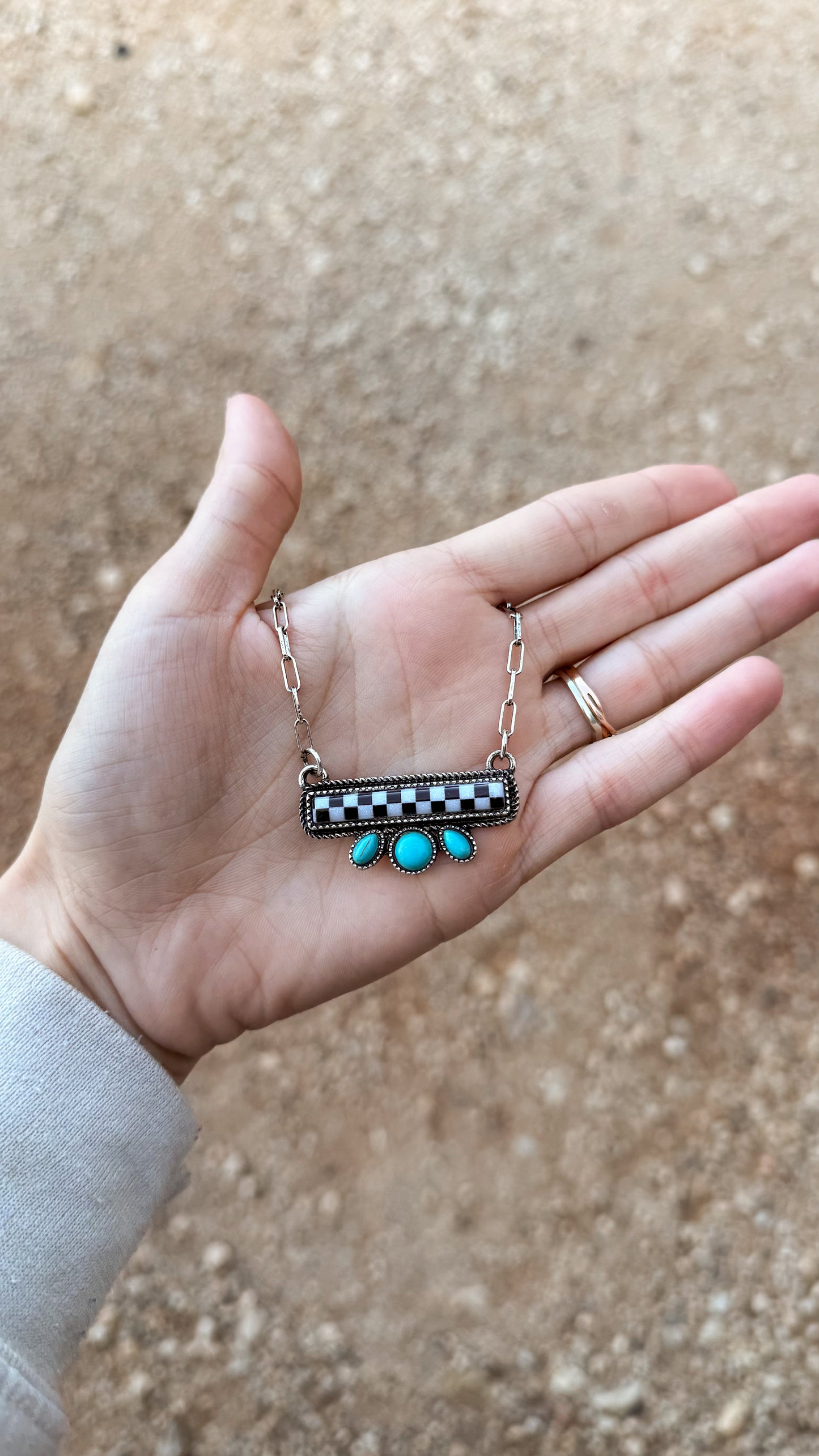 Checkered Bar Necklace