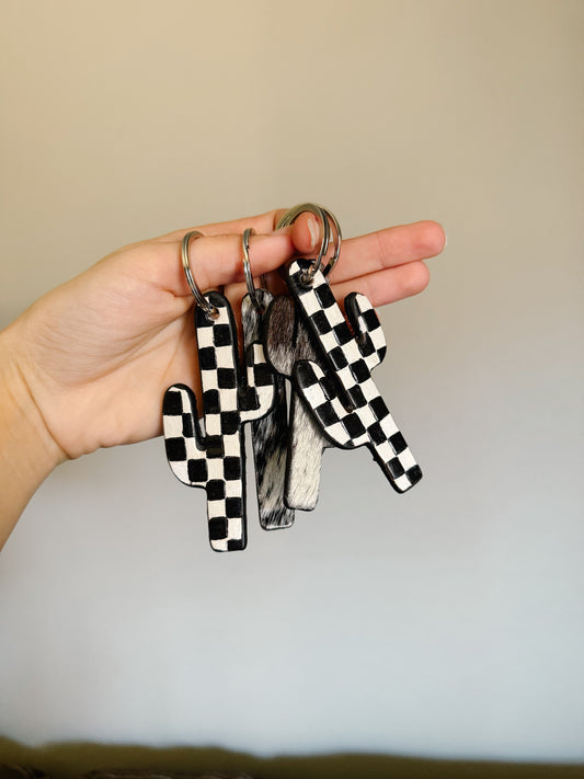 Checkered Cactus Keychain
