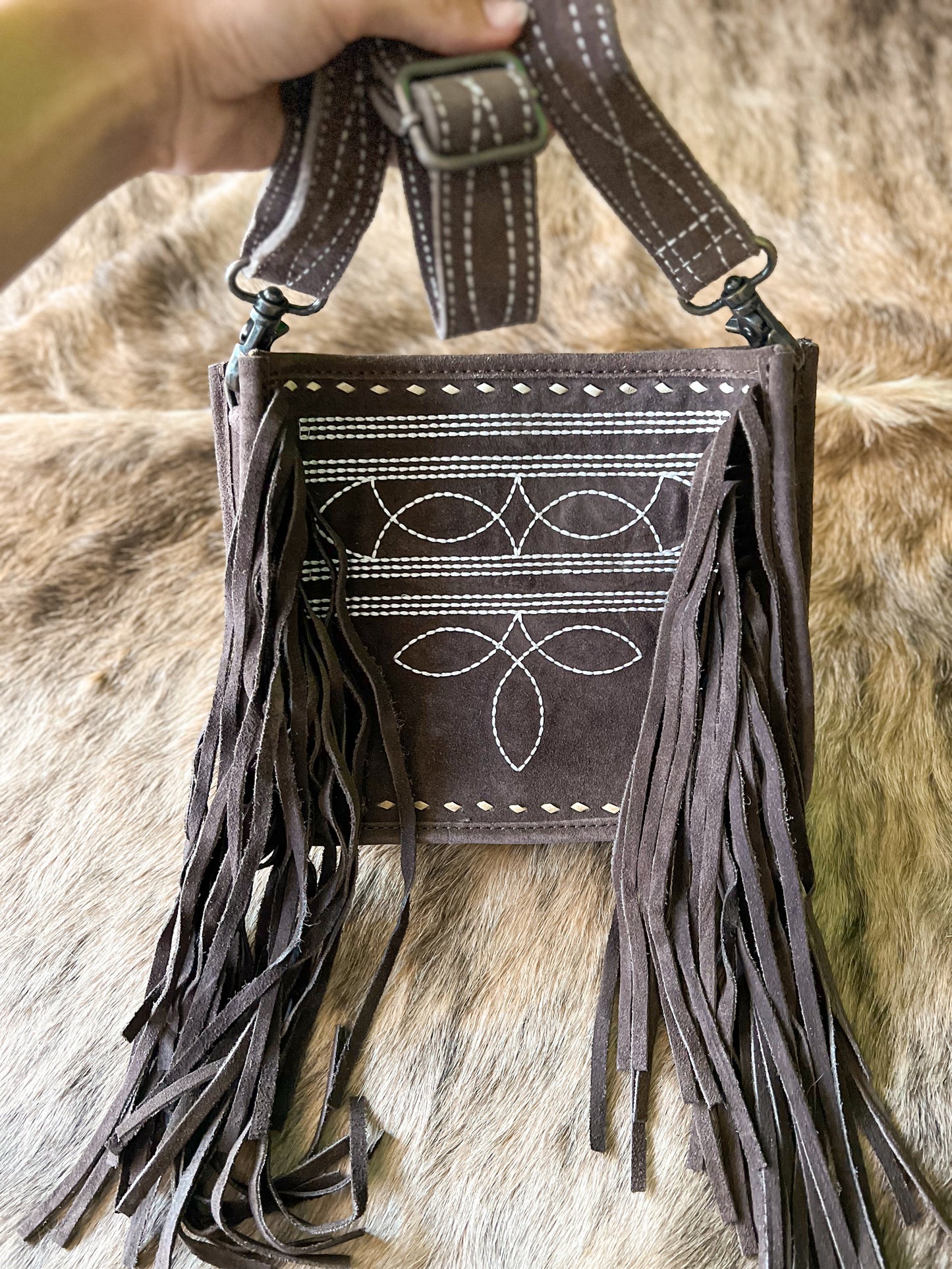 Boot Stitch Fringe Crossbody