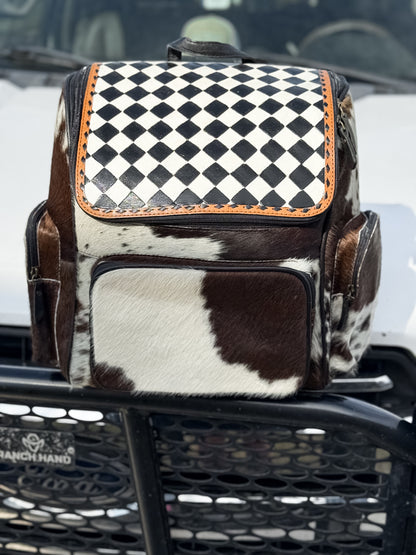 Checkered Cowhide Backpack