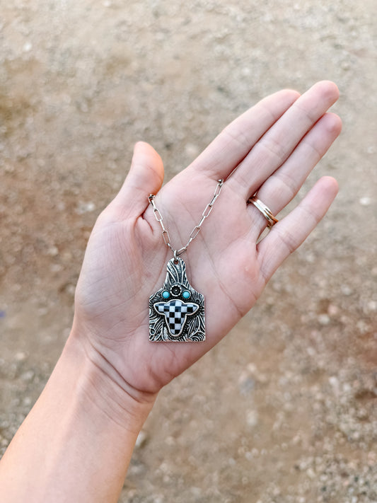 Cowtag Checkered Necklace