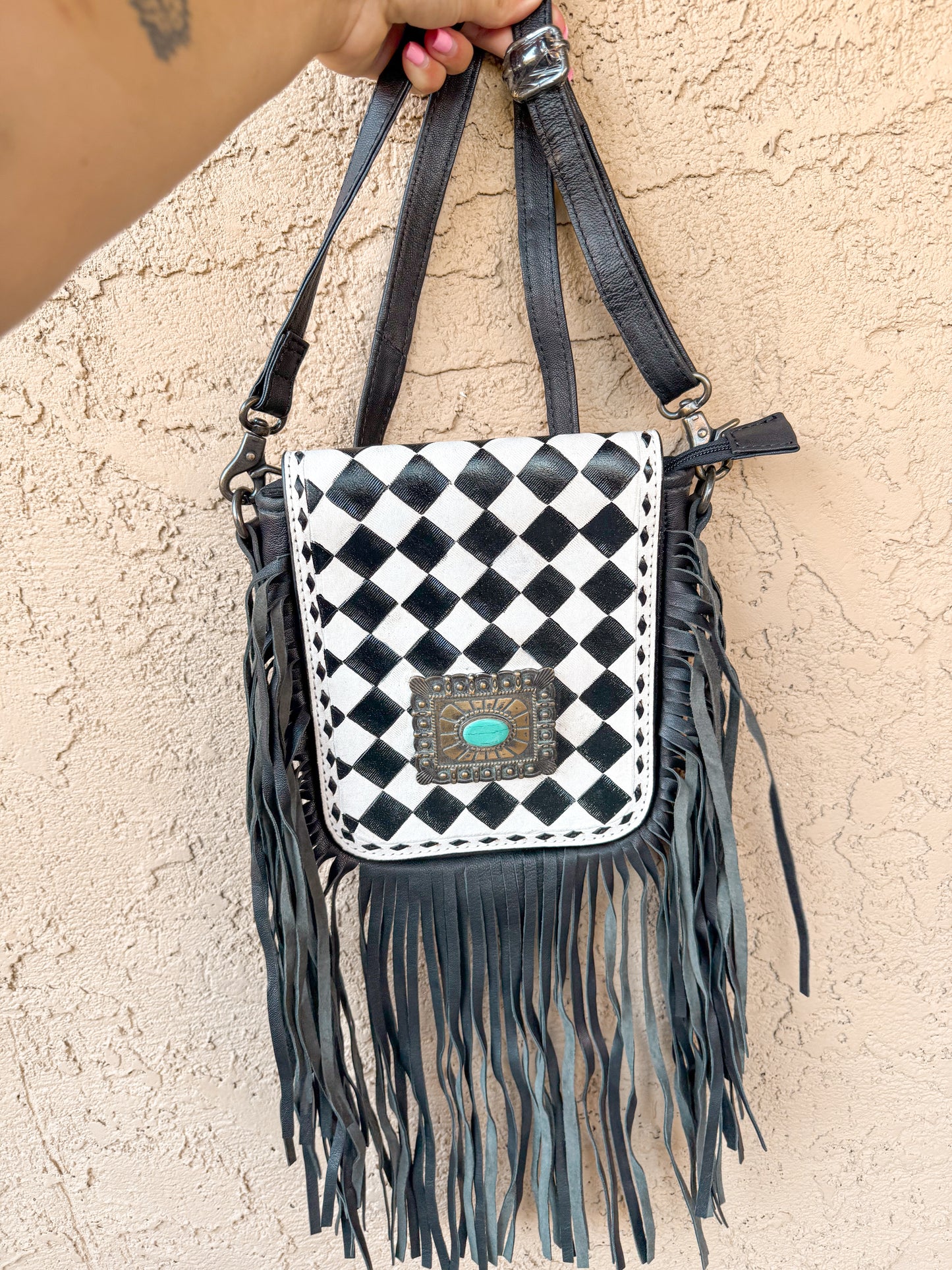 Checkered Crossbody w Concho