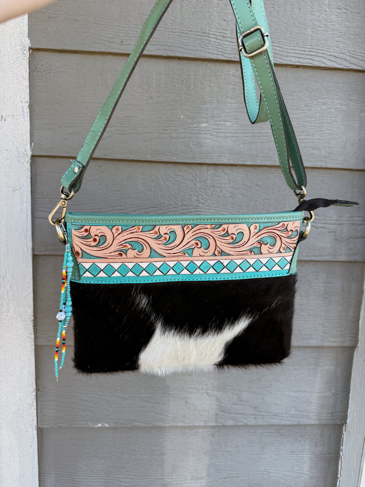Turquoise Cowhide Crossbody