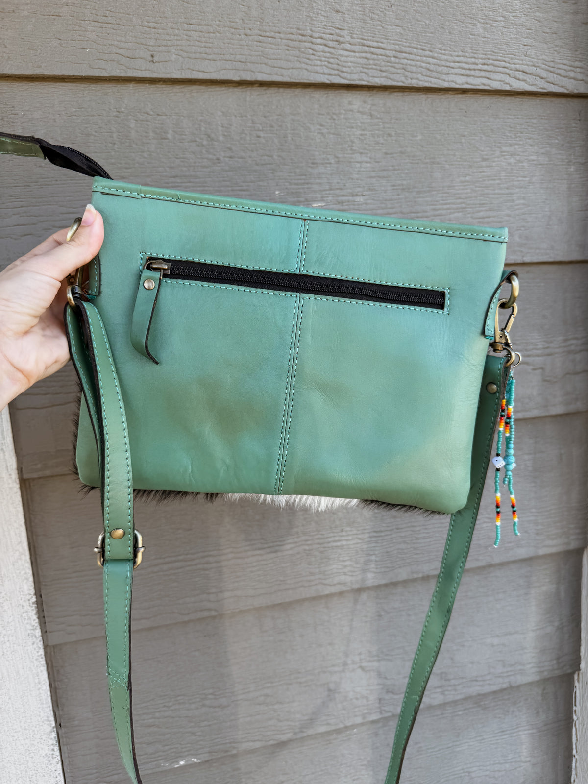 Turquoise Cowhide Crossbody